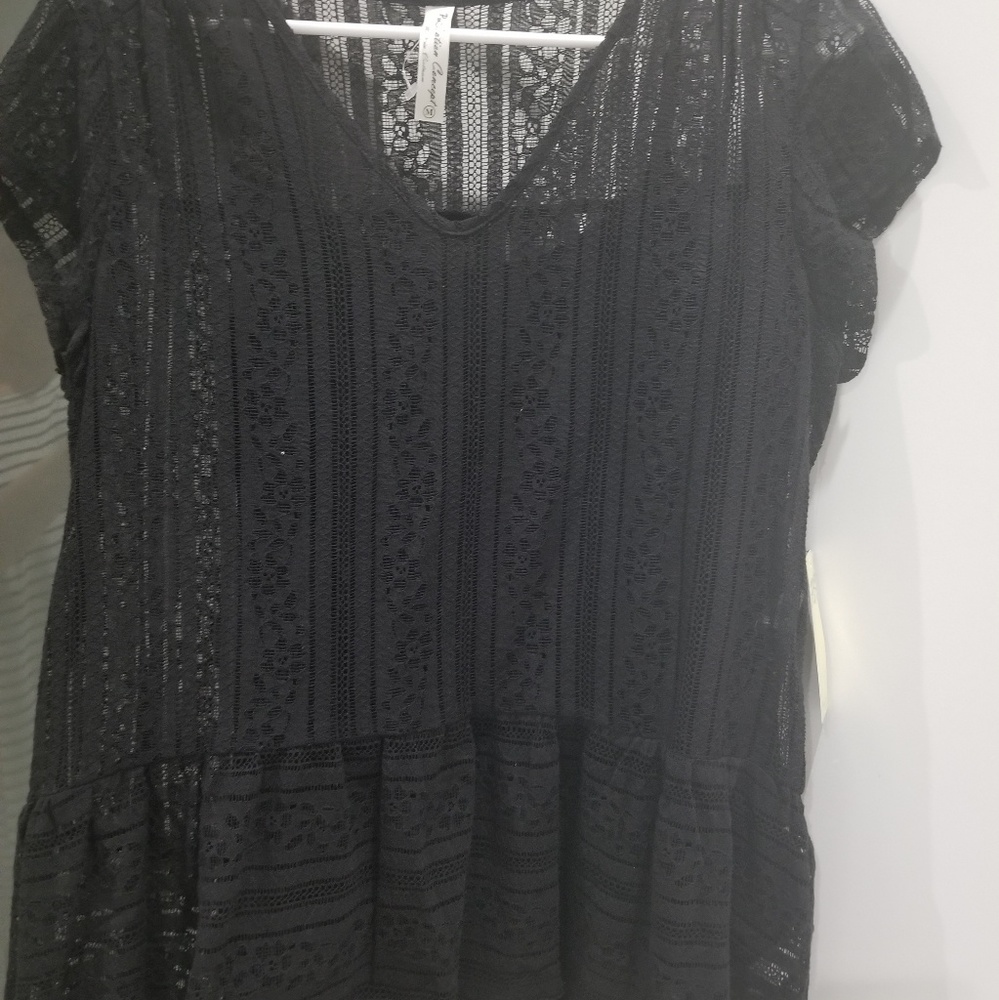 Black mesh blouse